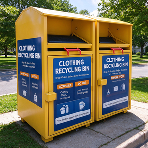 Conteneur de collecte de vêtements en acier galvanisé pour l'extérieur, bac de recyclage, boîte de don de vêtements pour la communauté - Product Image 3