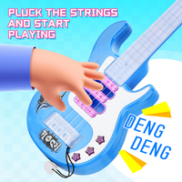 Dynamic Musical Guitar Toy with Light Electric Four-string Guitar Early Educational Toy Music Instrument for Kids