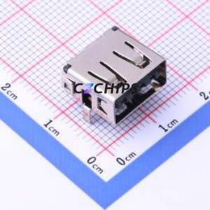 U-A-28D1-W-2 USB Connector Bent Lead Through Hole Connector Type-A USB 2.0 Female Right Angle Insert - Product Image 1