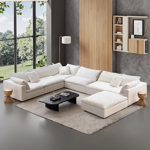 Ensemble modulaire de salon moderne et minimaliste en tissu, garni de duvet, fabriqué en usine - Product Image 1