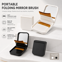 Brosse de voyage portable à marque privée 180 °   Pinceau de maquillage compact pliable avec miroir intégré et poils synthétiques doux