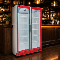 Congélateur-réfrigérateur commercial à prix d'usine, combiné, avec porte vitrée verticale, tout en verre, pour boissons