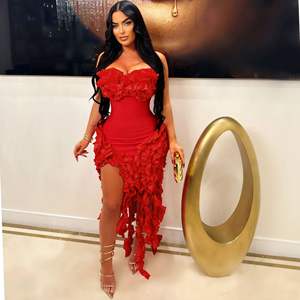 C251020 <span class=keywords><strong>Elegante</strong></span> <span class=keywords><strong>Abito</strong></span> <span class=keywords><strong>Midi</strong></span> con Spalle Scoperte e Volant per Cena, Festa e Club 2025 - Product Image 6