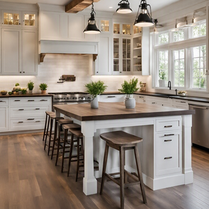 Mobili da <span class=keywords><strong>Cucina</strong></span> Modulari Personalizzati in Legno Massello di Rovere Bianco, Stile Shaker Laccato con Piano in Solid Surface - Product Image 5