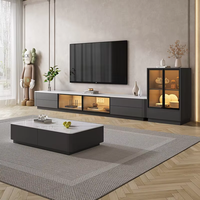 Ensemble meuble TV et table basse moderne en bois massif avec rangements pour salon et chambre