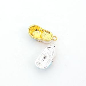 Детская булавка, серебристые, золотистые, полностью горный хрусталь, эмаль, маленькая обувь, посеребренные подвески для детей, булавки - Product Image 3