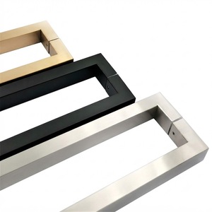 Manija de Puerta de Vidrio Negro Mate Personalizada, Fabricante de Manijas Minimalistas en Forma de H de Gran Tamaño para Entrada Interior y Exterior - Product Image 4