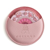 Miroir de poche en métal rose émaillé doux, motif fleur unique, tendance