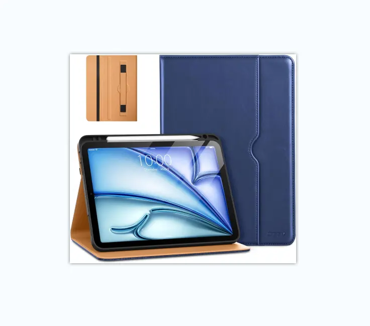 สําหรับ iPad Air เคส 11 นิ้ว M2 (2024), พรีเมี่ยมหนังธุรกิจ Folio ขาตั้งสําหรับ iPad Air 5th/4th Generation
