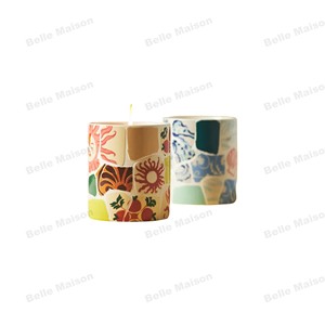 Vente en gros de pots à bougies en céramique personnalisés, motif mosaïque floral, décoration d'intérieur, petit MOQ, ODM - Product Image 1