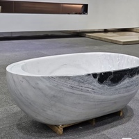 Salle de bain en pierre naturelle Baignoire en pierre de marbre blanc pour la décoration des toilettes