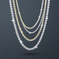 Kalung Rantai Tennis Moissanite 2-6.5mm, Perhiasan Hip Hop Perak 925 Unisex, Laris Grosir, Ukuran 14-24 inci, Lulus Uji Berlian
