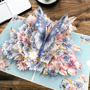 Nouvelle conception Carte de vœux en carton 3D Papillon bleu Carte de vœux en carton vierge pour petite amie Cadeau de la Saint-Valentin - Product Image 4