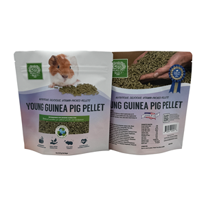 Sachet refermable souple mat personnalisé avec fermeture éclair pour l'emballage de granulés d'aliments pour jeunes cochons d'Inde - Product Image 2