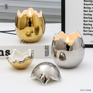Portavelas de Cerámica con Diseño Creativo en Forma de Huevo, Bañado en Oro y Plata, para Decoración de Regalos de Pascua DF2283 DF1880 - Product Image 1