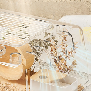 Lüks büyük uzay <span class=keywords><strong>Hamster</strong></span> kafes şeffaf 60 akrilik soba üst tavuk besleme kutusu katı altın ayı malzemeleri düğme plastik - Product Image 3