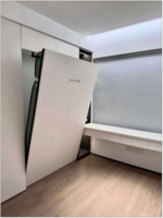 Lits muraux Murphy pliants intégrés pleine grandeur avec armoires, lits Murphy sur mesure Queen, meubles modernes gain de place