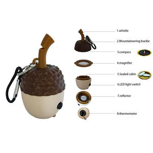Multifunctional Pine Cone Survival Tool With Compass <b>Magnifier</b> Thermometer Whistle LED <b>Light</b> Keychain For Hiking Camping - Product Image 2