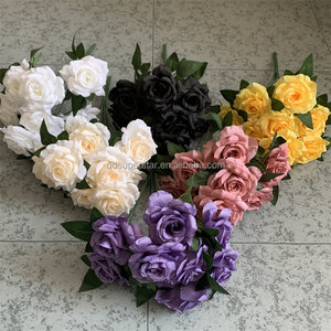 E-972 <span class=keywords><strong>Flores</strong></span> <span class=keywords><strong>de</strong></span> Seda Hechas a Mano Ecológicas y Coloridas al por Mayor, Ramos <span class=keywords><strong>de</strong></span> Rosas Artificiales <span class=keywords><strong>de</strong></span> 9 Cabezas - Product Image 1