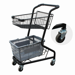 Custom <strong>Small</strong> Two Tier Shopping Cart Portable Retail Store <strong>Trolley</strong> Pink Supermarket Cart <strong>Trolley</strong> with Wheels - Product Image 4