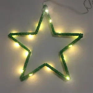 مصنع توريد المنزل حزب زينة عيد الميلاد ضوء حبل القنب معدن شكل نجمة أضواء ذات الأسلاك النحاسية