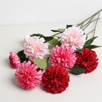 Fleurs artificielles en gros, Hortensia fait main, haute simulation, tige unique, trois têtes, pour mariage et décoration intérieure
