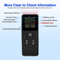 Lecteur de codes-barres sans fil mini BT portable, stockage hors ligne de 100 000, fonctionnement continu de 18h, scanner de codes-barres 1D 2D avec écran LCD