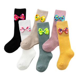 Chaussons pour enfants en coton à nœuds colorés, nouvelle collection, vente chaude, de haute qualité, chaussettes de marche - Product Image 6