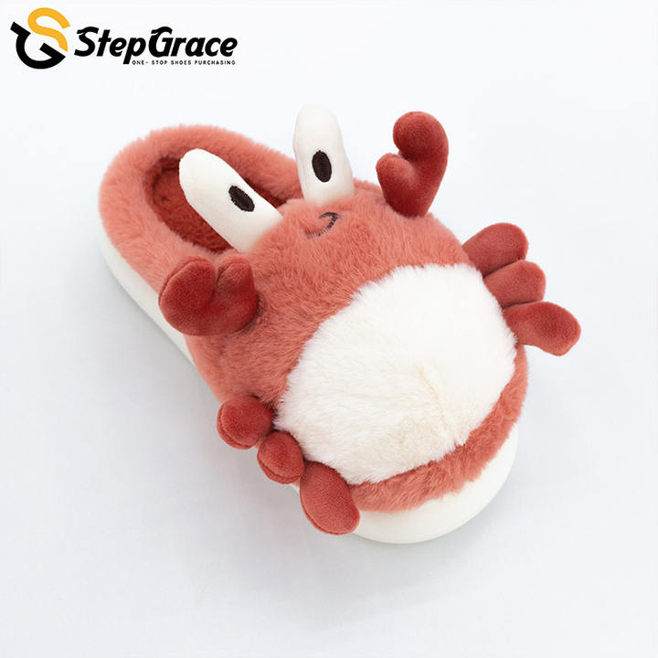 Coral Fleece Crab Animal Print Slippers