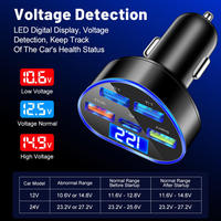 Pengisi Daya Mobil Multi Port 66W Super Cepat PD 4 USB Type C QC PD dengan Layar Digital untuk iPhone 15 Pro Max