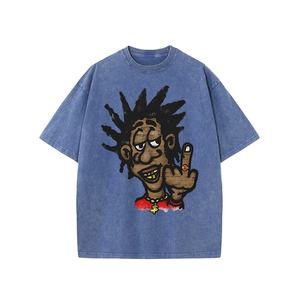 Camiseta de algodón puro Retro para hombre personalizada de fábrica, estampado callejero, tejido lavado con ácido, ajuste de gran tamaño para venta al por mayor - Product Image 1