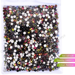 OLeeya Vente en gros de strass en cristal à dos plat non thermocollants, tailles mixtes SS3 à SS20, 14400 pièces, pour nail art et DIY - Product Image 4