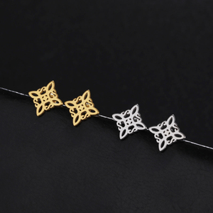 Myshape-pendientes de tuerca de nudo de bruja <span class=keywords><strong>para</strong></span> mujer, de <span class=keywords><strong>buena</strong></span> <span class=keywords><strong>suerte</strong></span>, Triángulo de acero inoxidable, amuleto irlandés, joyería Celtics - Product Image 3