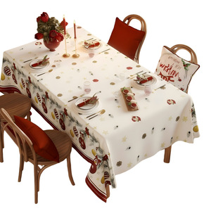 Mantel Rectangular Impermeable de Estilo Nórdico con Diseño de Copos de Nieve y Flores Estampadas en Piel de Durazno para Decoración Navideña - Product Image 5