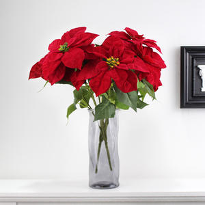 M655 كبير اصطناعي أحمر زهرة البونسيتة زهرة اليدوية ازهر بوش بخاخ للعطلات الموسمية العودة للمدرسة السنة الصينية الجديدة - Product Image 4