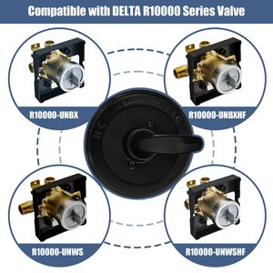 Juego de Cubiertas para Manijas de Ducha en Negro Mate, Sin Válvula, Compatible con Delta Classic Serie 13 14 R10000 T13020 - Product Image 3
