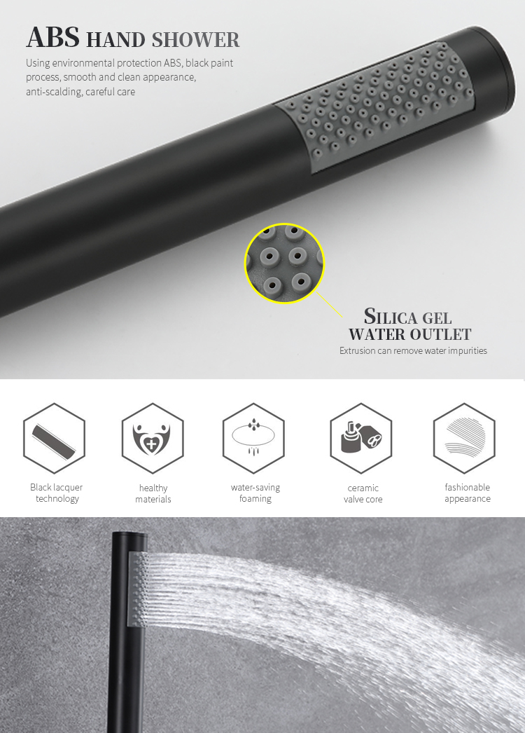 stainless steel circular black concealed hot and cold dual function in-wall bathroom shower with embedded box shower set