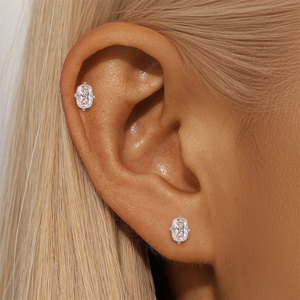 Pendiente de tuerca de moissanita de 5*7mm con color D, plata de ley S925, oro blanco, cabeza plana, con certificado - Product Image 3