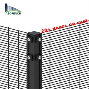 358围栏高安全性粉末镀锌和涂层358防爬网围栏顶帽工业电站
