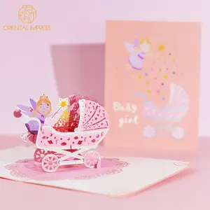 Tarjetas de felicitación para Baby Shower, tarjetas 3D Pop Up con sobre