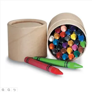 30 renk toksik olmayan toptan çocuklar balmumu Kraft tüp ile çocuklar için 3.5 inç boya kalemi