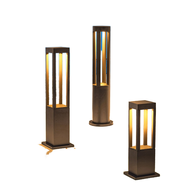 Modern Outdoor IP65 Waterproof Bollard Light Aluminum Solar Garden Post Lamp Warm White LED Remote Control Landscape Decorative