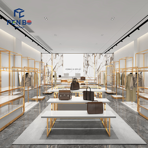 Giá để quần áo vàng, bàn trưng bày quần áo xếp chồng, kệ quần áo, giá trưng bày quần áo, nội thất cửa hàng quần áo - Product Image 1