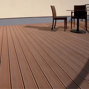 Eco Friendly Natural Exterior Anti UV Wood Plastic Composite Raw Material Compositing no Glue Solid Fireproof WPC Decking