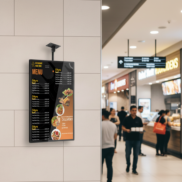 Hanging Wall Mounted Screen 32 /43 Inch Restaurant LCD Advertising Display Digital Signage Menu Board