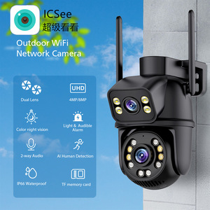 Cámara PTZ WiFi para Exteriores ICSee, 6MP, Doble Lente, Visión Nocturna en Color, IP66 Impermeable, con Soporte para Tarjeta TF - Product Image 1