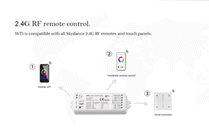 Controlador de Tira LED 5 <span class=keywords><strong>en</strong></span> 1 WT5 WiFi RF 2.4g con Control Remoto, Utilizado para RGB, RGBW, RGB+CCT, Temperatura de Color, Color Único para Decoración del Hogar - Product Image 5