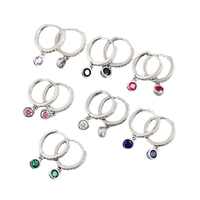 Boucles d'oreilles pendantes rondes en argent sterling 925, plaquées rhodium et or 18 carats, colorées, pour mariages, fêtes, vente en gros