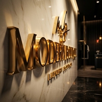 Letras de Canal Iluminadas LED 3D con Retroiluminación Dorada en Acero Inoxidable para Exhibición de Logotipo de Empresa, Letrero LED Personalizado para Interiores de Negocios