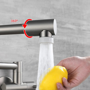 Rubinetto da Cucina Moderno in Acciaio Inox 304 Montato a Parete <span class=keywords><strong>Miscelatore</strong></span> per Lavello in Ottone <span class=keywords><strong>con</strong></span> Doccetta Estraibile - Product Image 4